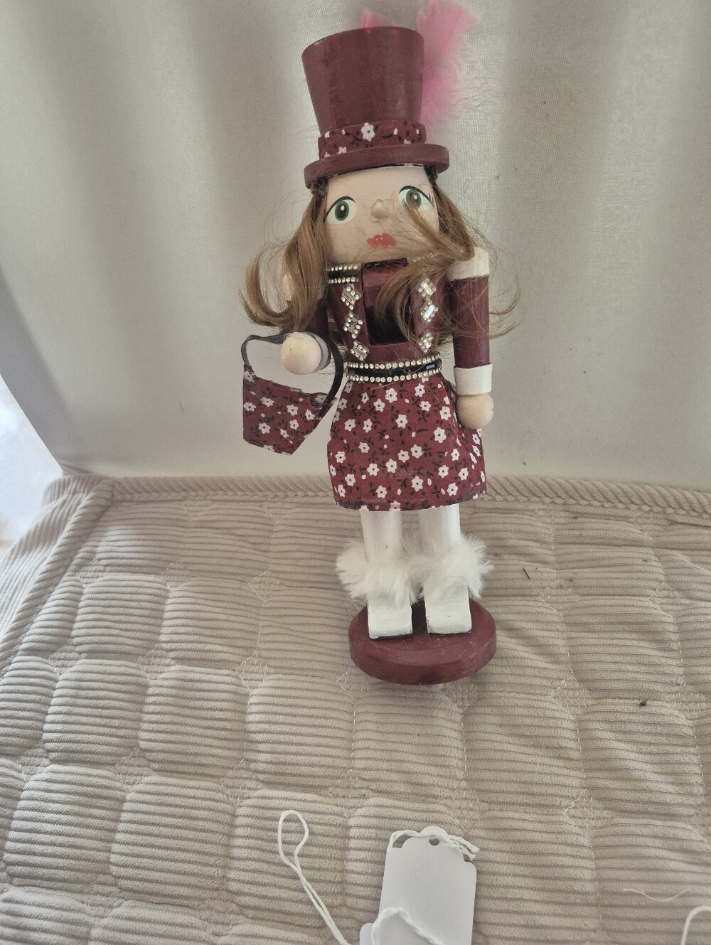 Holiday Nutcracker Doll - Burgundy Floral Outfit